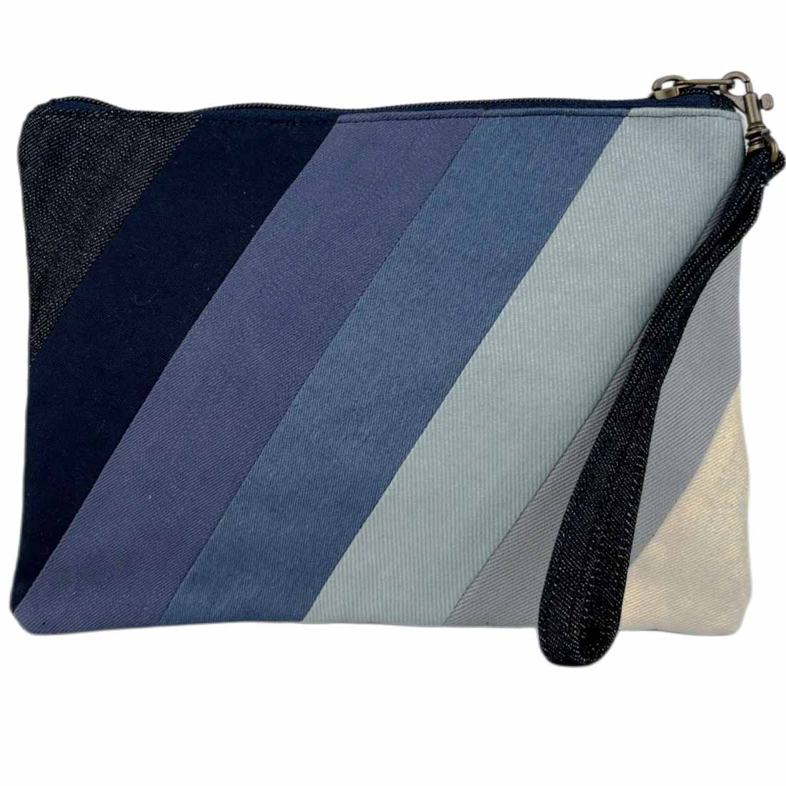Denim Wristlet  - Striped Pouch