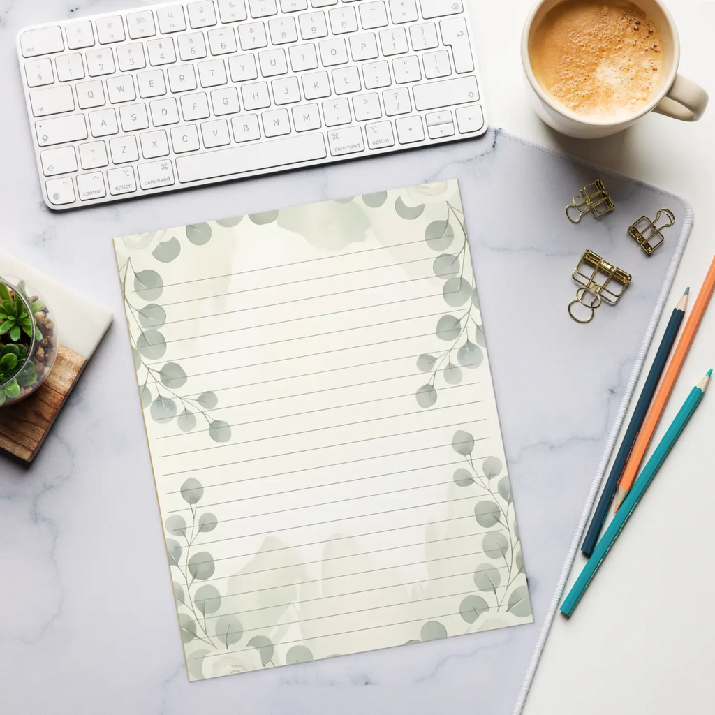 DipaliZ Eucalyptus Leaves Ruled Notepad Magnetic Backing