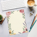 DipaliZ Lavender Floral Ruled Notepad Botanical Elegance