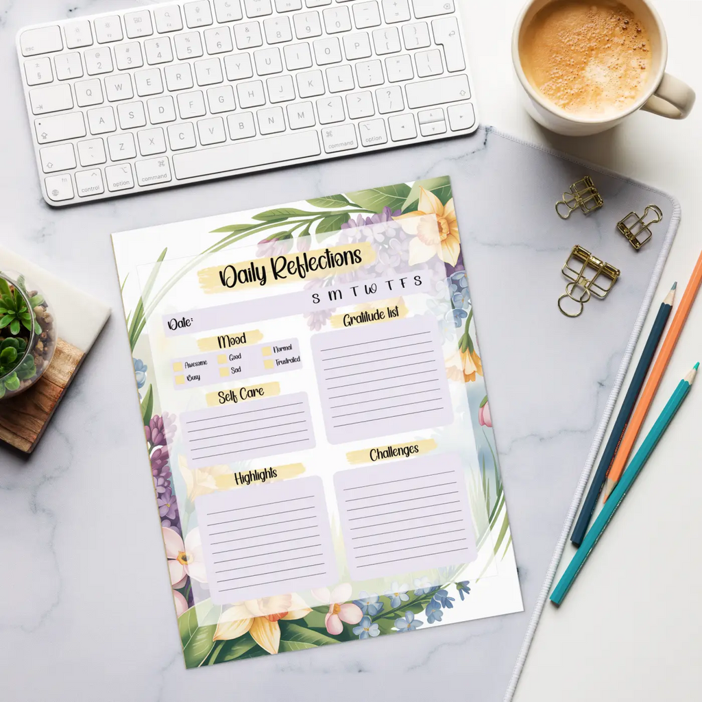 DipaliZ Floral Border Daily Reflections Notepad 8x10
