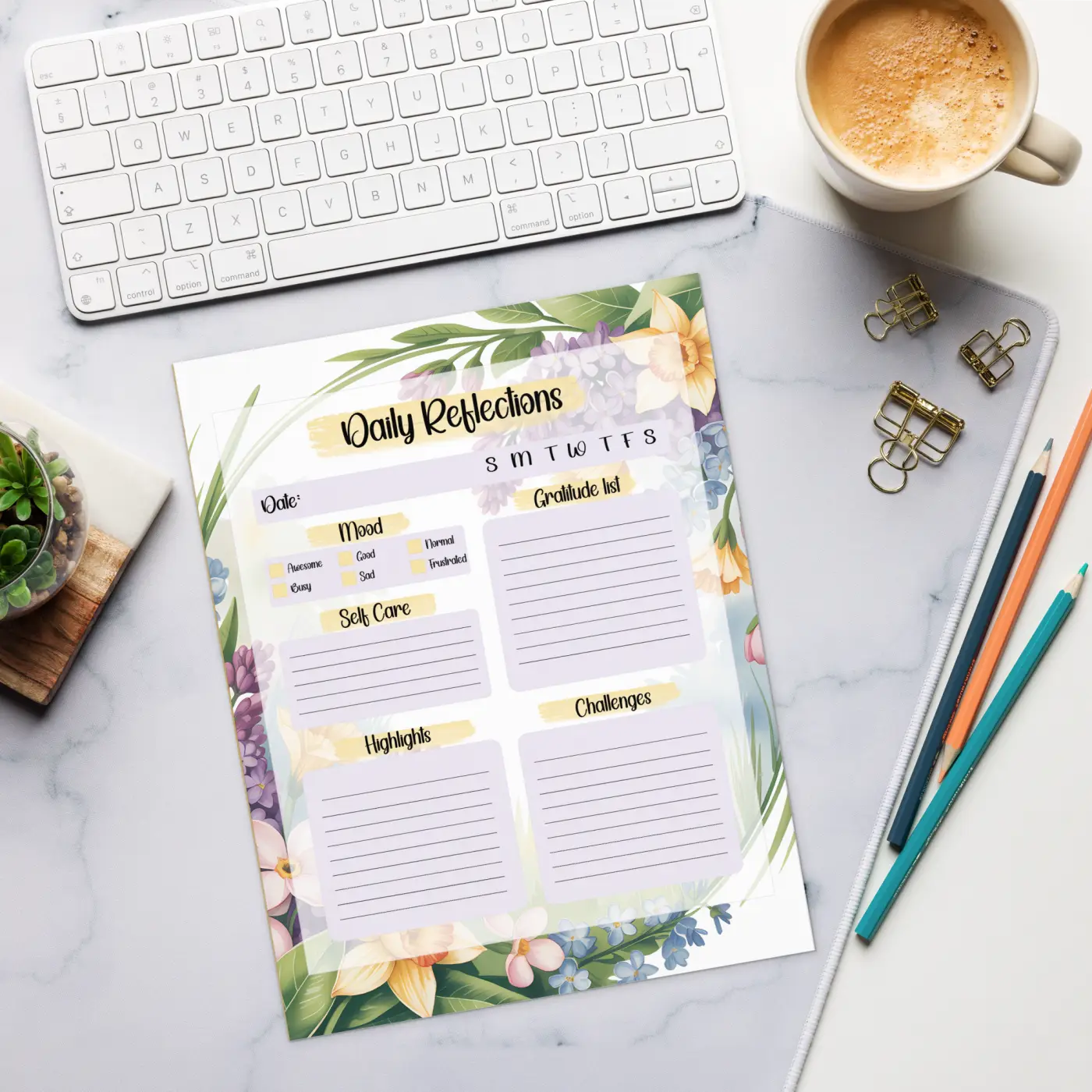 DipaliZ Floral Border Daily Reflections Notepad 8x10