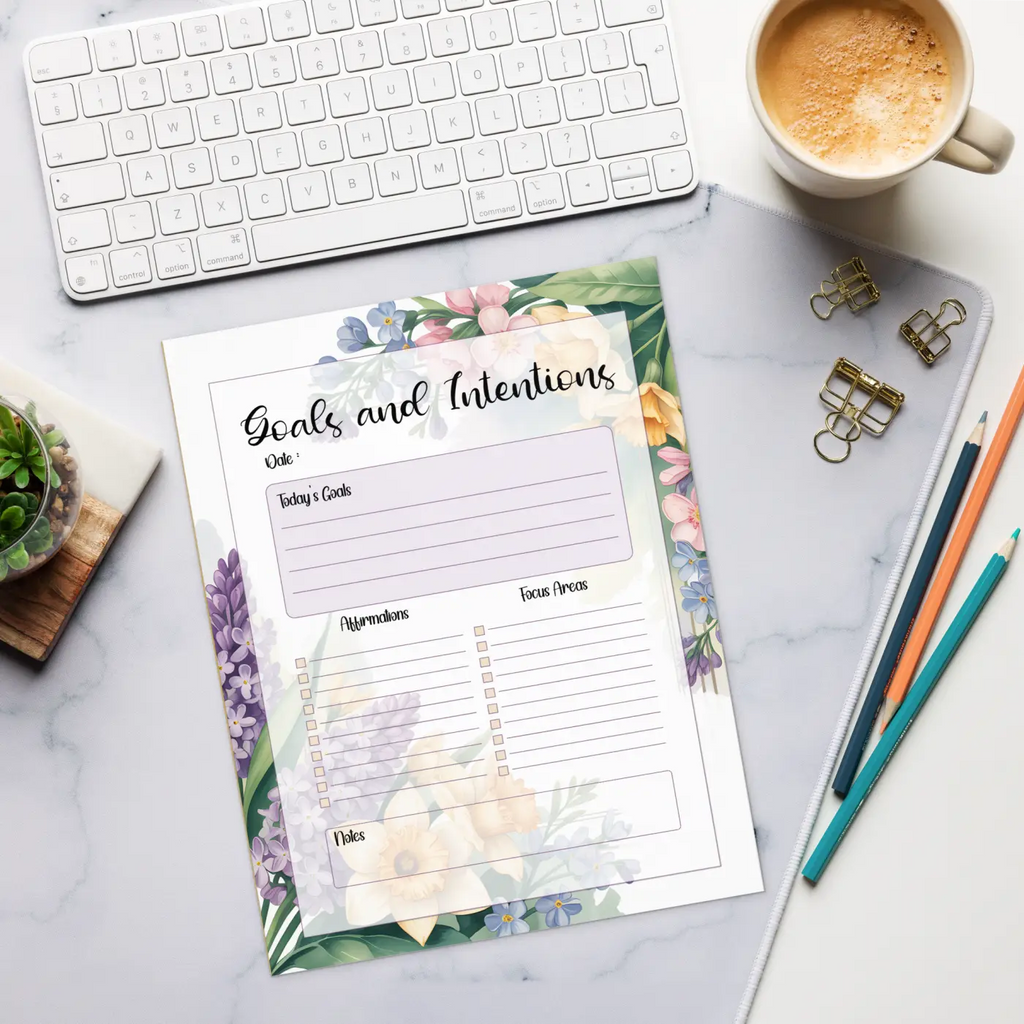 DipaliZ Floral Border Notepad Border Goals 8.5x11 Size