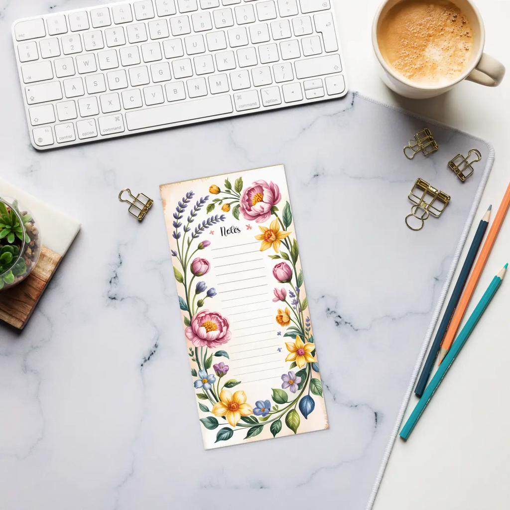 DipaliZ Floral Border Notes Notepad 5x7 Recycled Paper