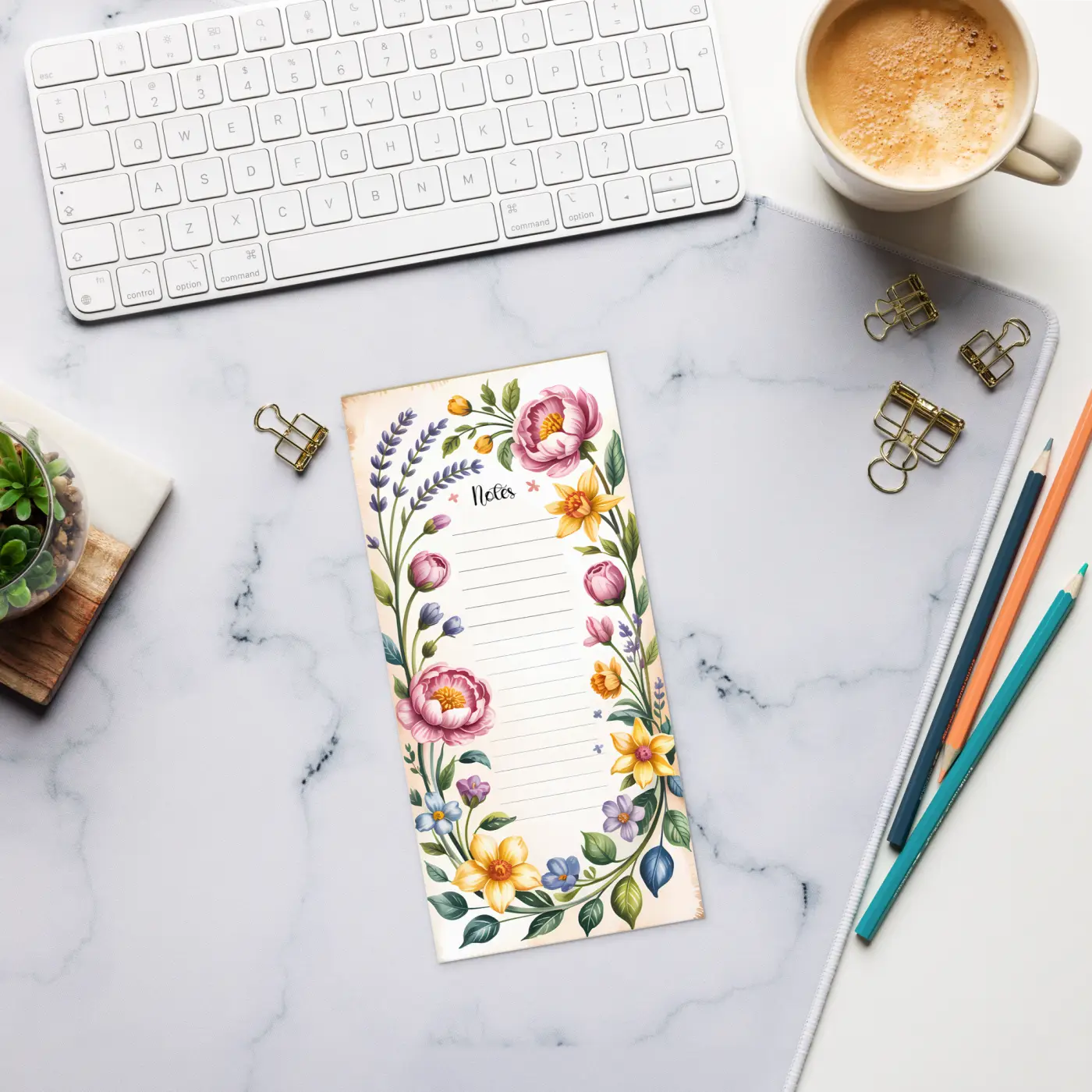 DipaliZ Floral Border Notes Notepad 5x7 Recycled Paper