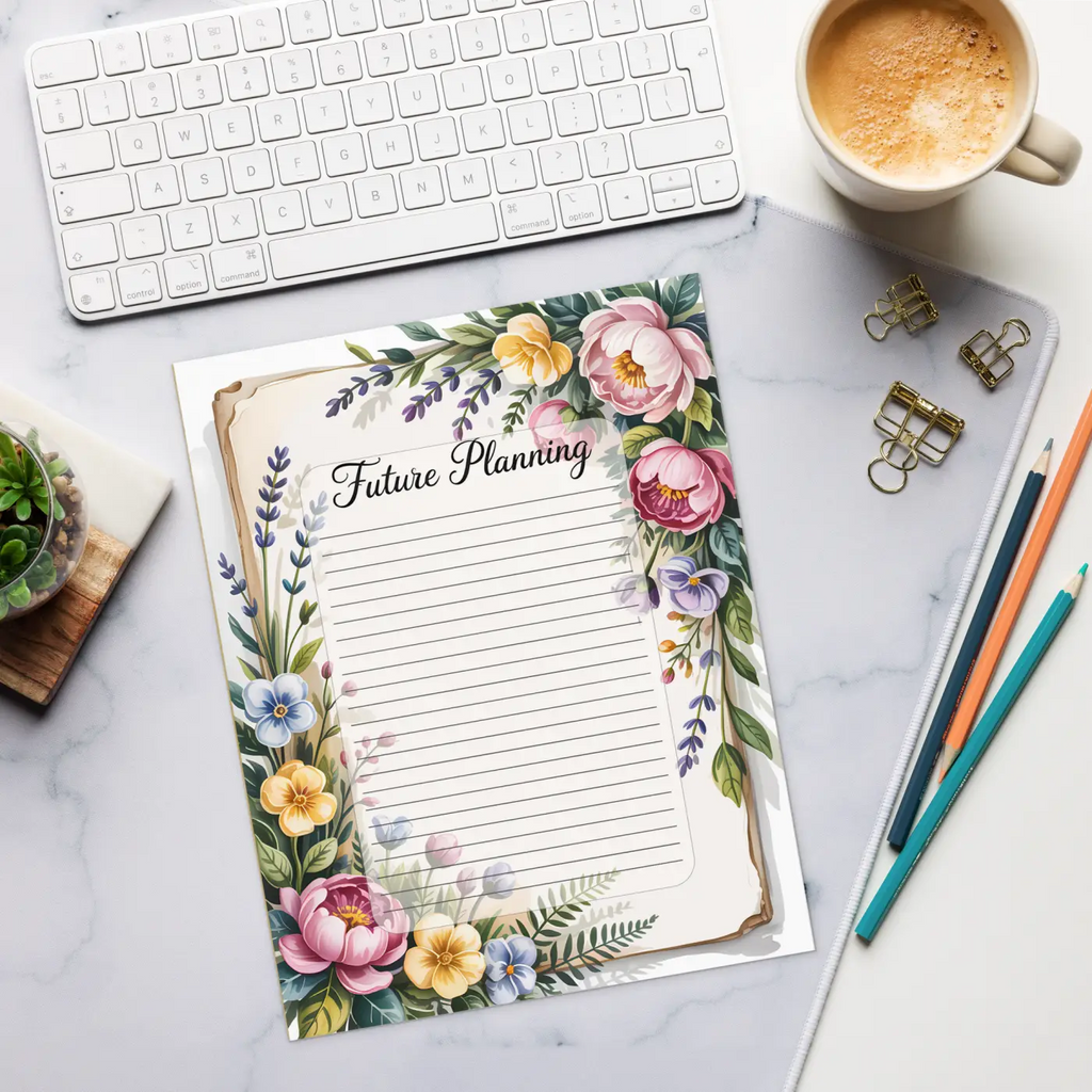 DipaliZ Floral Future Planning Notepad 8.5x11 Tear-away