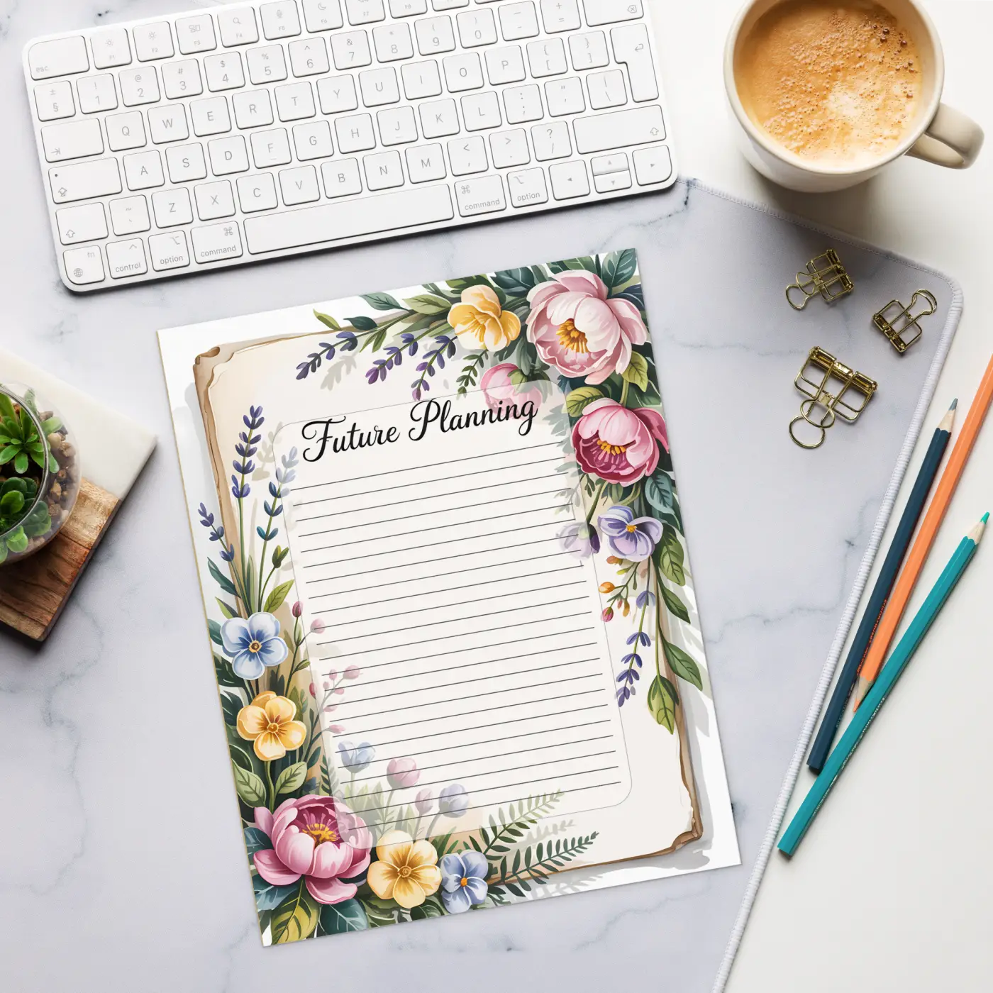 DipaliZ Floral Future Planning Notepad 8.5x11 Tear-away