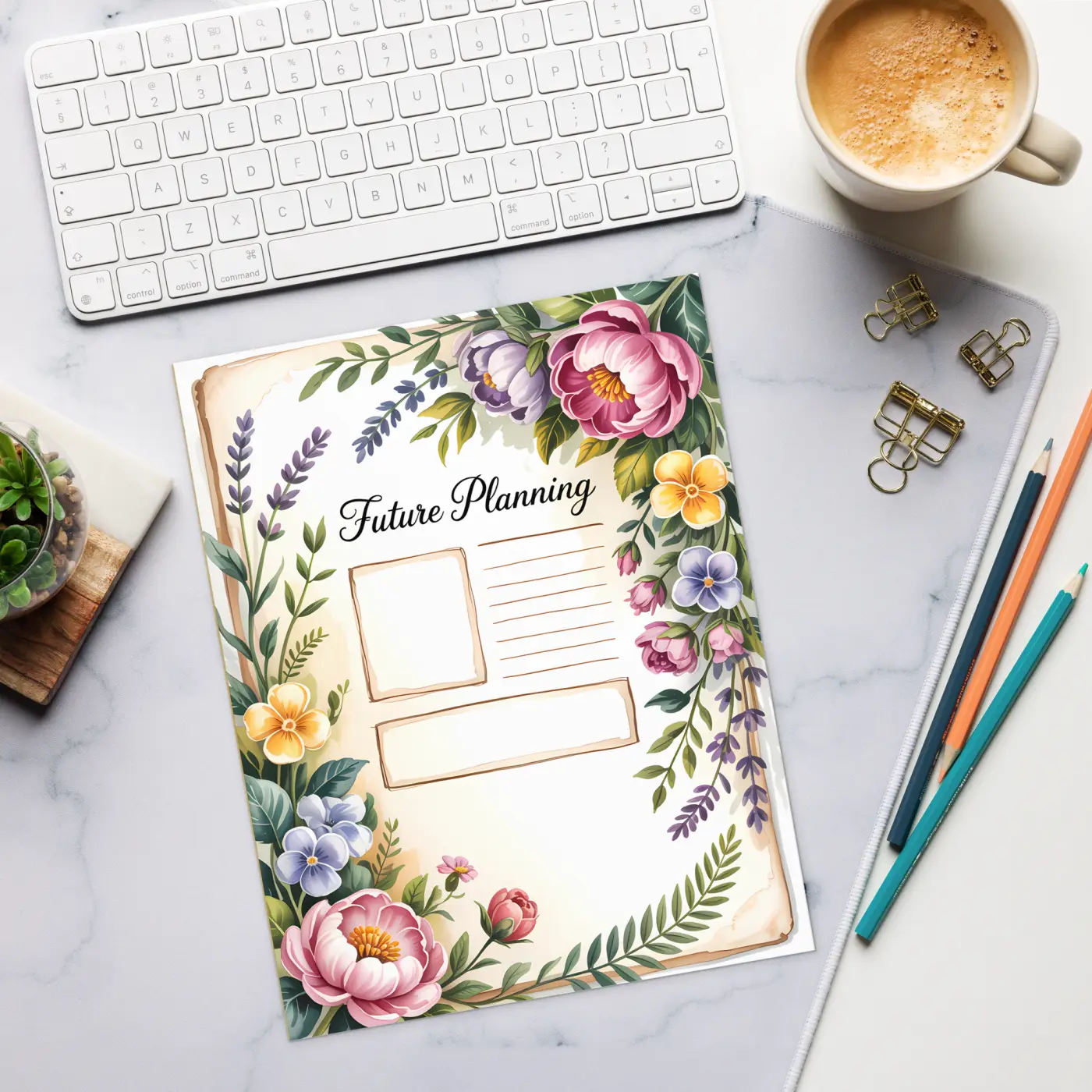 DipaliZ Floral Future Planning Tear-away Notepad 8.5x11