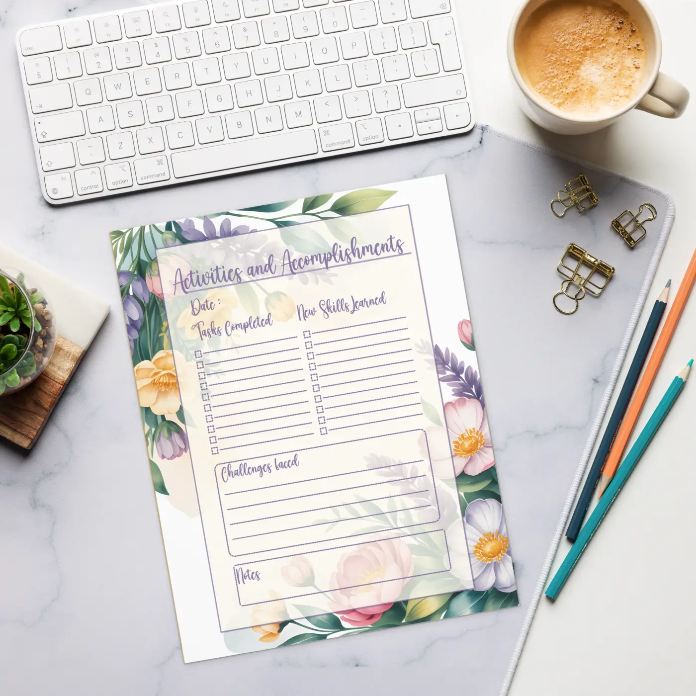 DipaliZ Colorful Notepad Flower Border Magnetic Backing Tasks