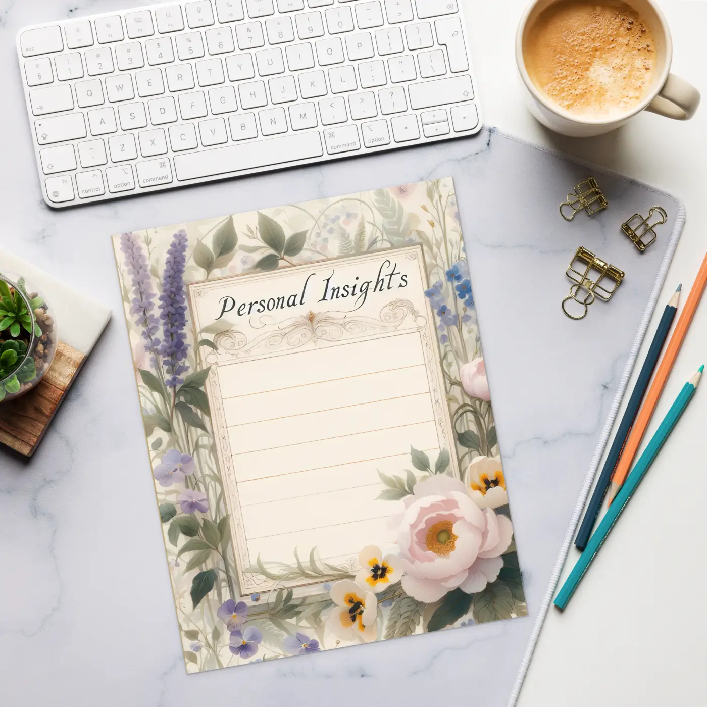 DipaliZ Flower Border Notepad – Personal Insights Space