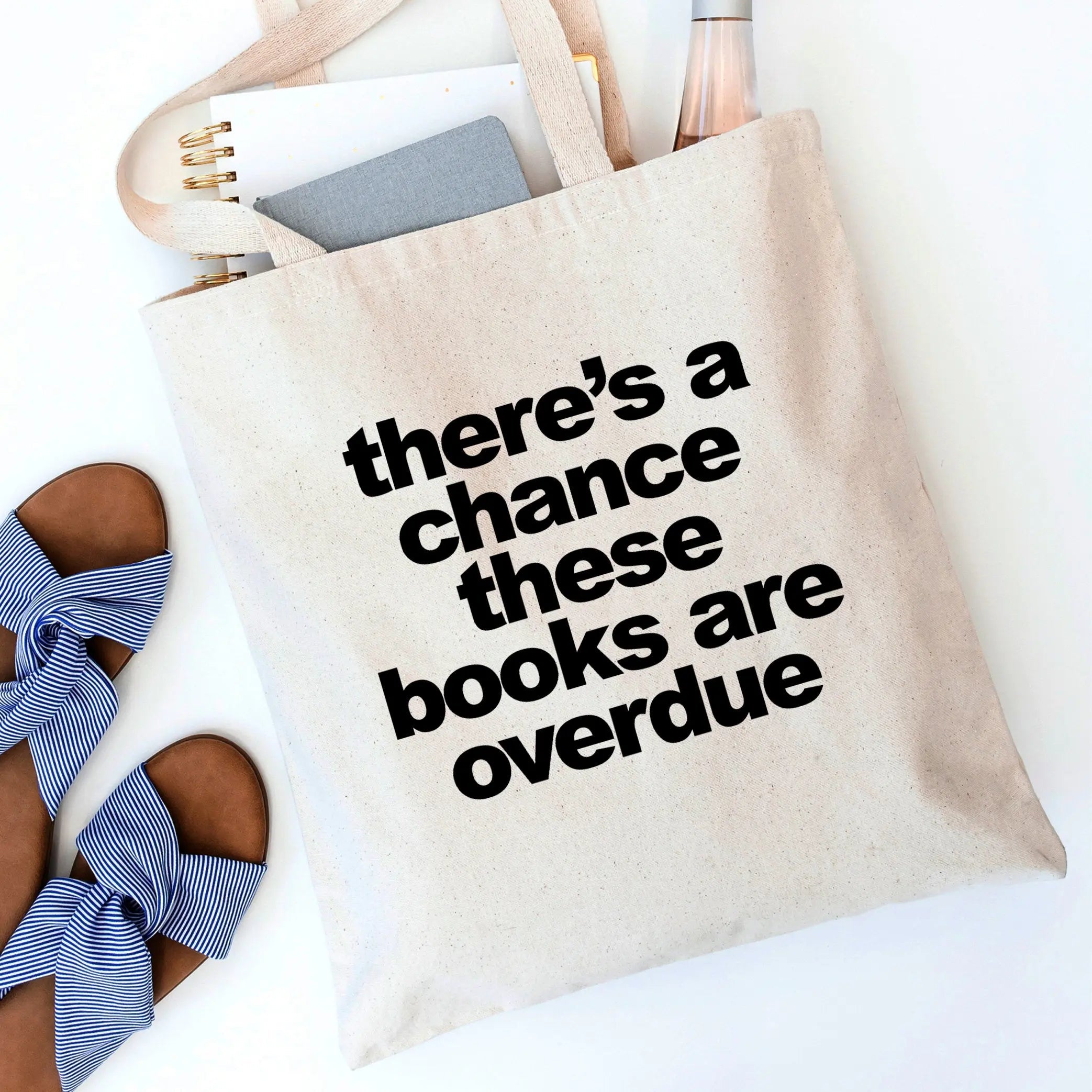 Book Bag, Overdue Library Books Funny Canvas Tote Bag