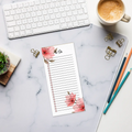 DipaliZ Pink Flowers Notepad - Large Magnetic Backing