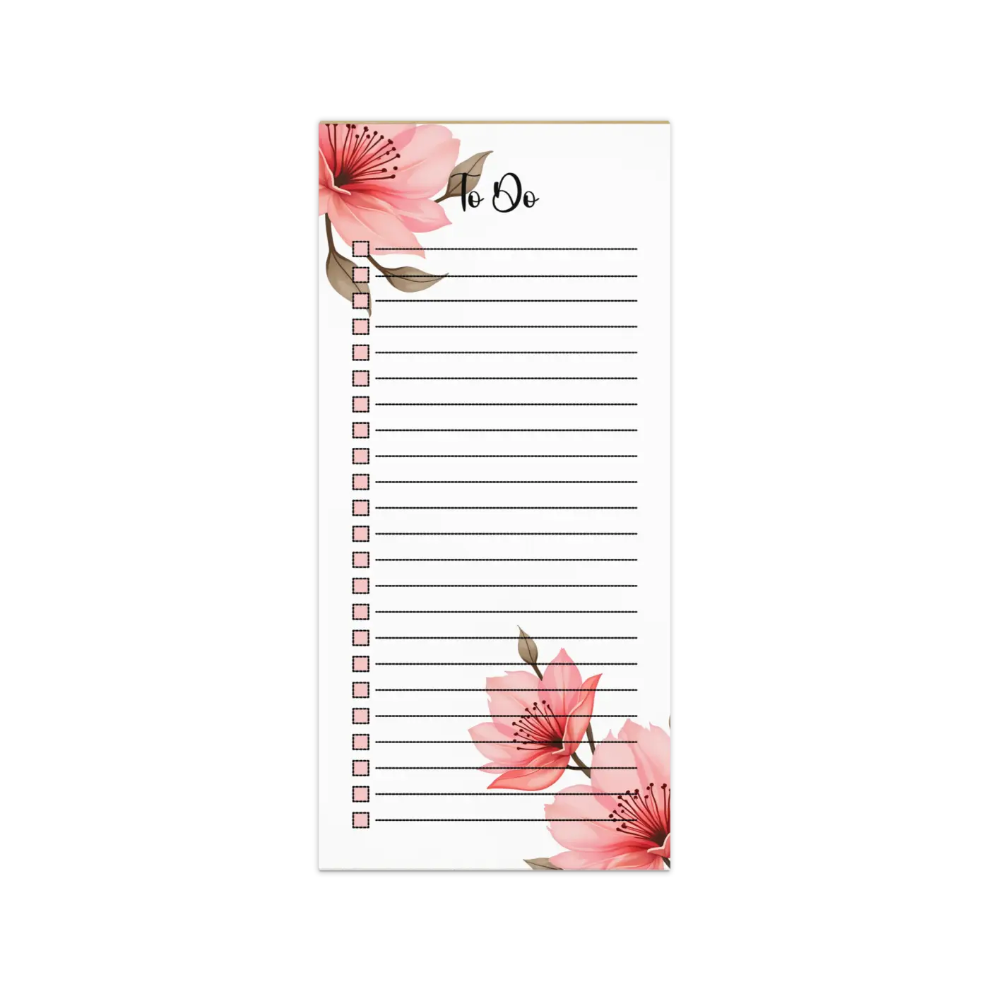 DipaliZ Pink Flowers Notepad - Large Magnetic Backing