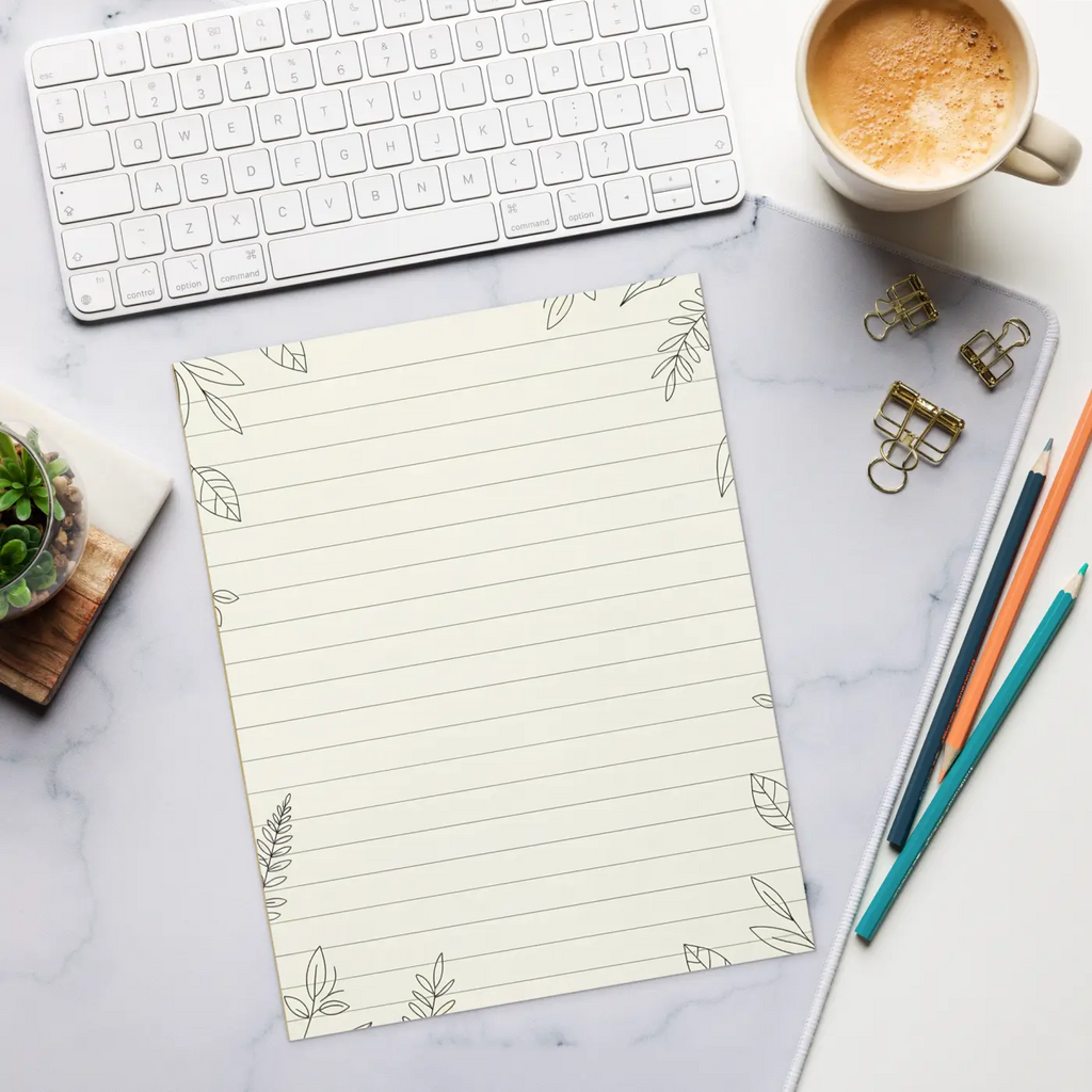 DipaliZ Leaf Pattern Ruled Notepad Magnetic Backing 120 Gsm