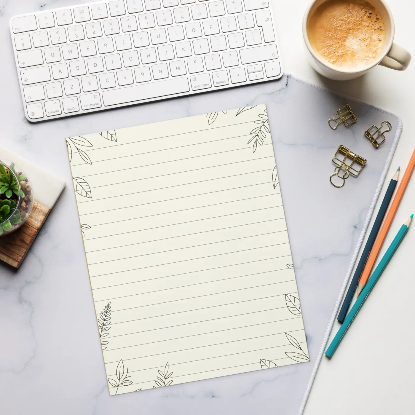 DipaliZ Leaf Pattern Ruled Notepad Magnetic Backing 120 Gsm