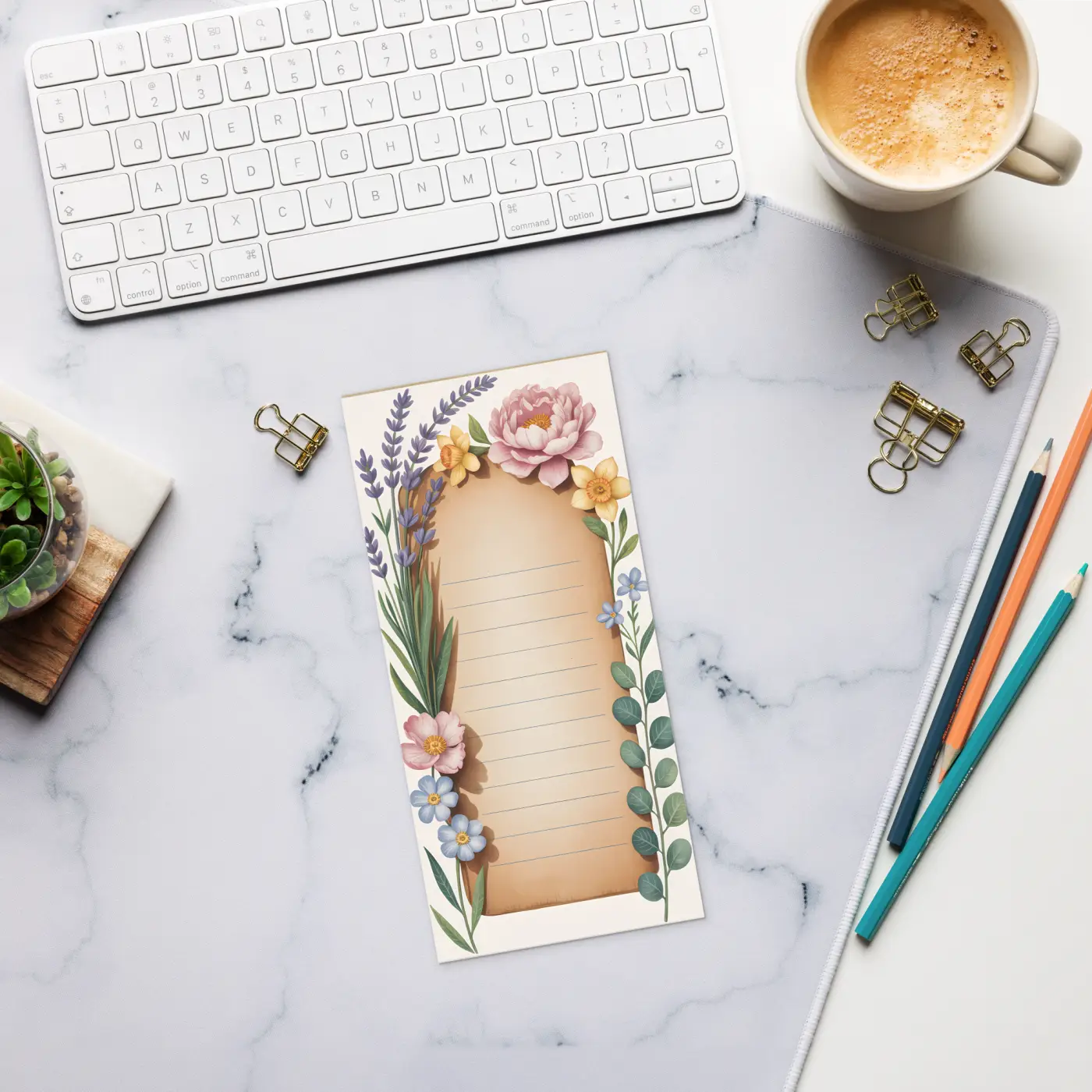 DipaliZ Ruled Notepad Spring Floral Magnetic Daily Notes Ruled