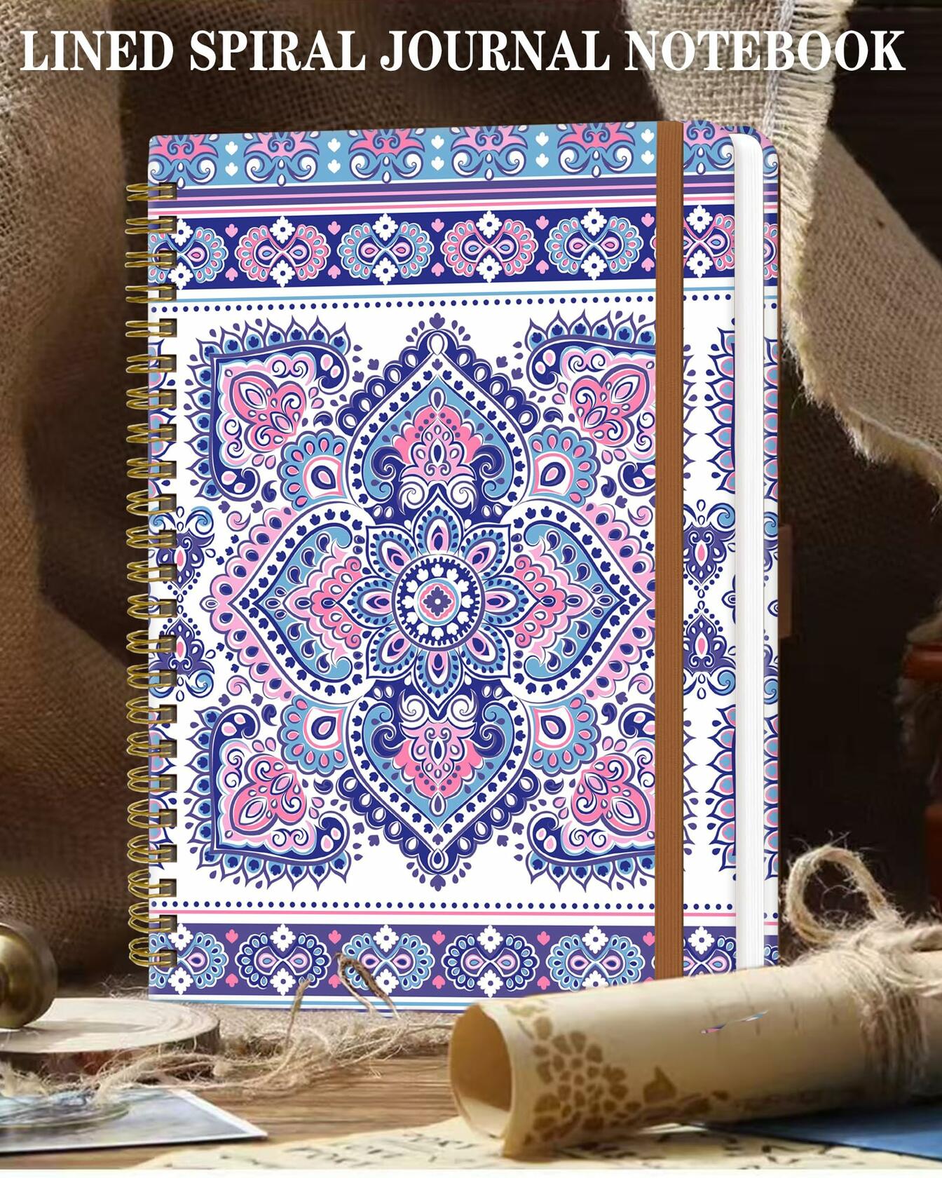 WLPFSAHF A5 Hardcover Spiral Journal Notebook Lined 120 Pages Bohemian