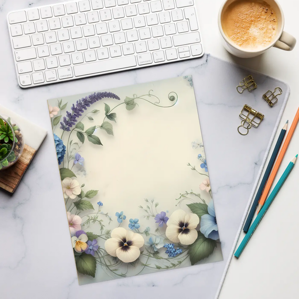 DipaliZ Pansy Flower Border Weekly Plans Notepad Paper