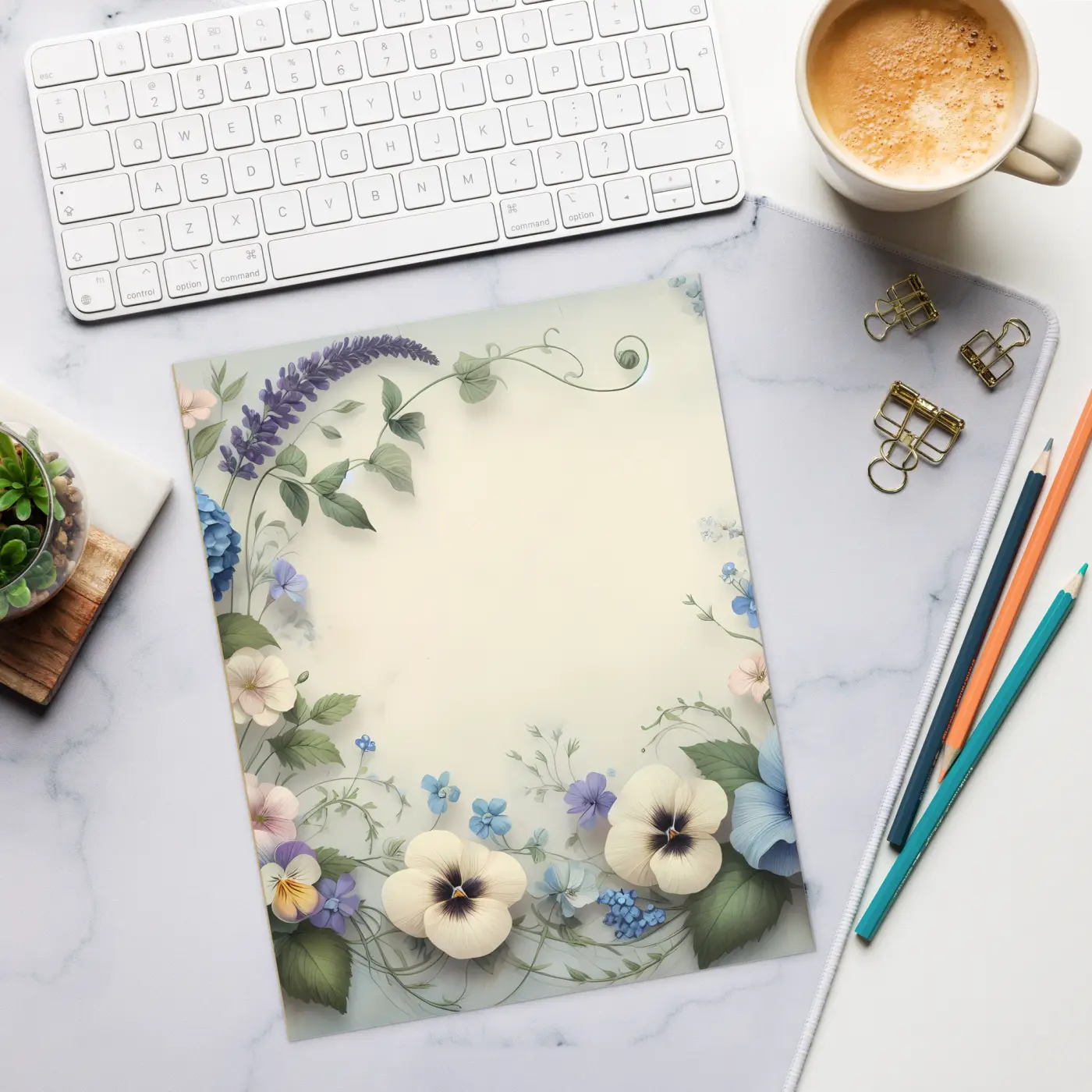 DipaliZ Pansy Flower Border Weekly Plans Notepad Paper