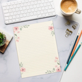 DipaliZ Pink Flower Design Ruled Notepad Creative Companion