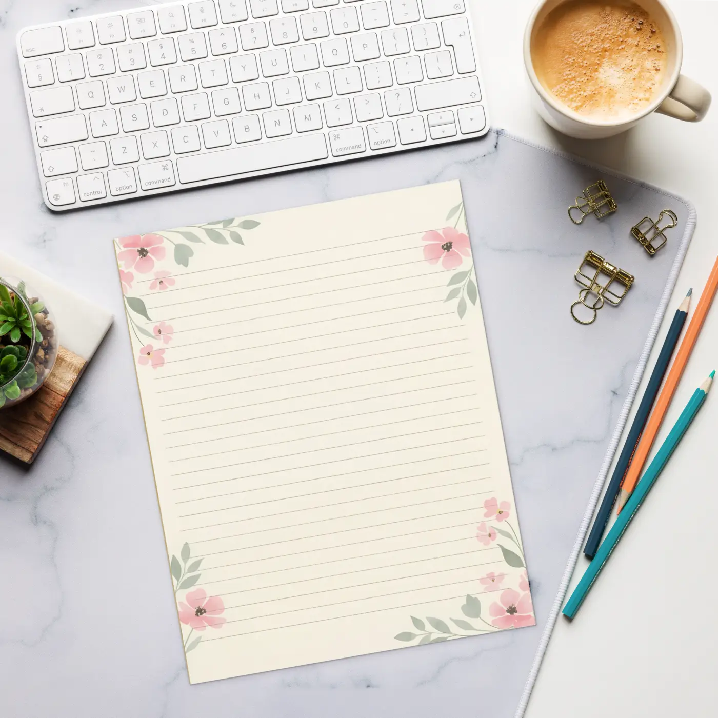 DipaliZ Pink Flower Design Ruled Notepad Creative Companion