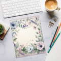 DipaliZ Purple Flowers Notepad Stylish Stationery 11x8.5
