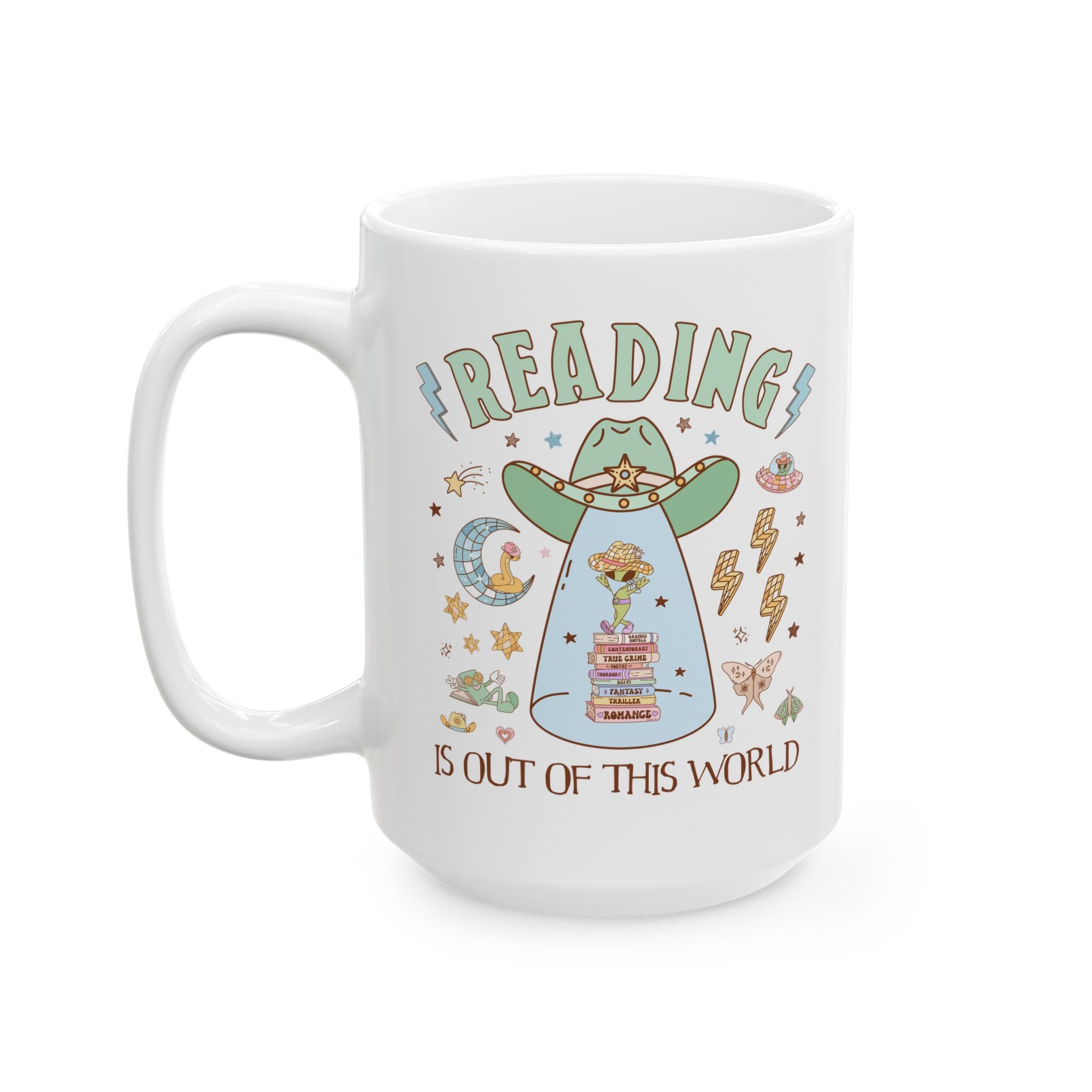 Reading is Out of This World: Funny Bookish Alien Mug