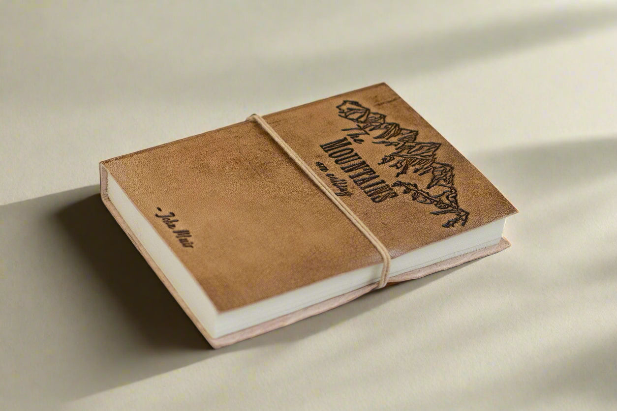 John Muir Quote Leather Journal - "The Mountains Are Calling" Adventure Diary