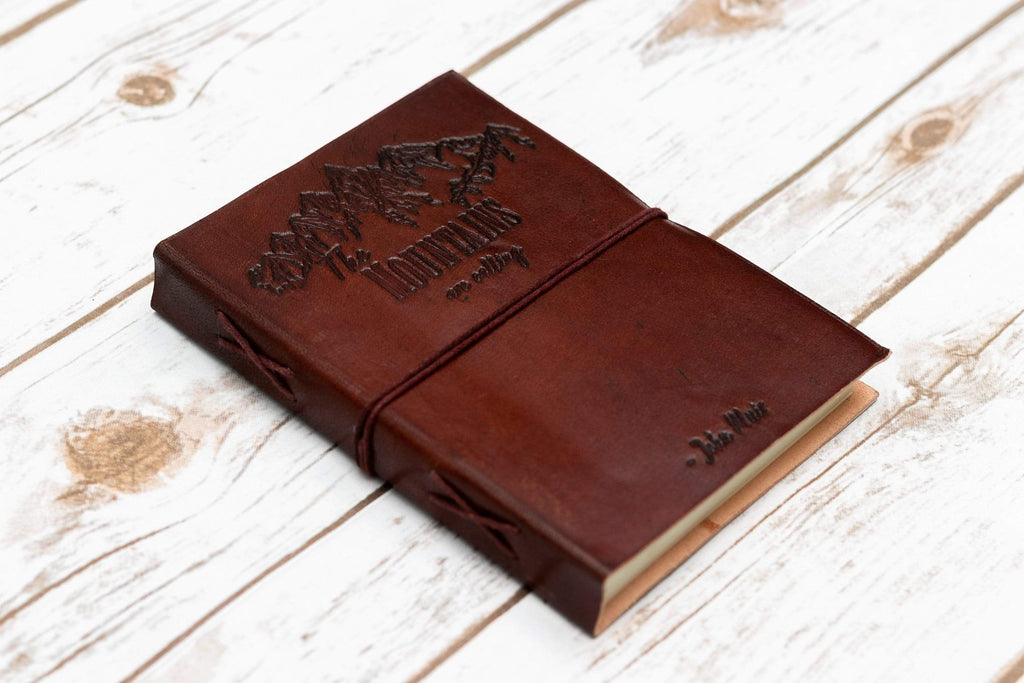 John Muir Quote Leather Journal - "The Mountains Are Calling" Adventure Diary