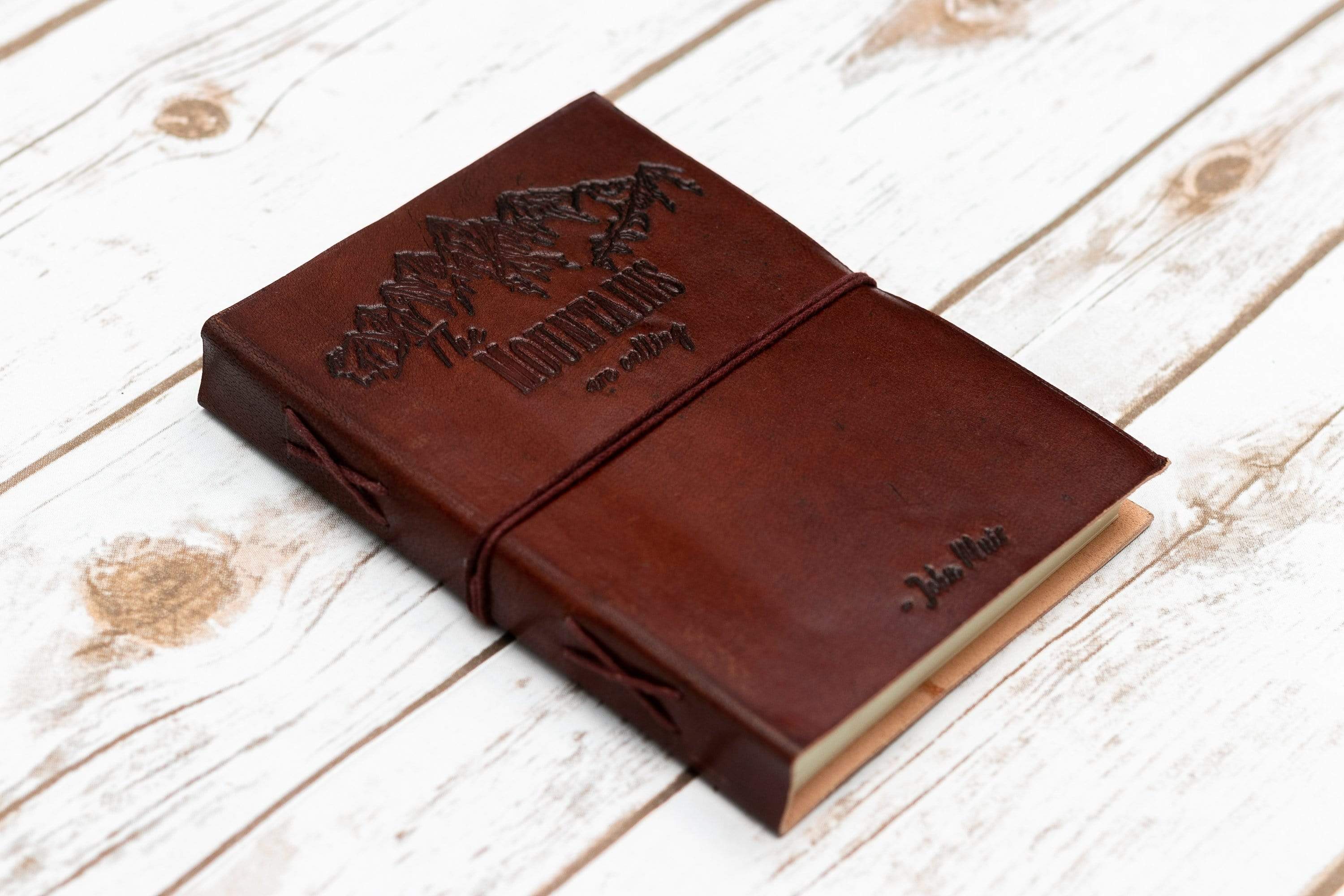 John Muir Quote Leather Journal - "The Mountains Are Calling" Adventure Diary