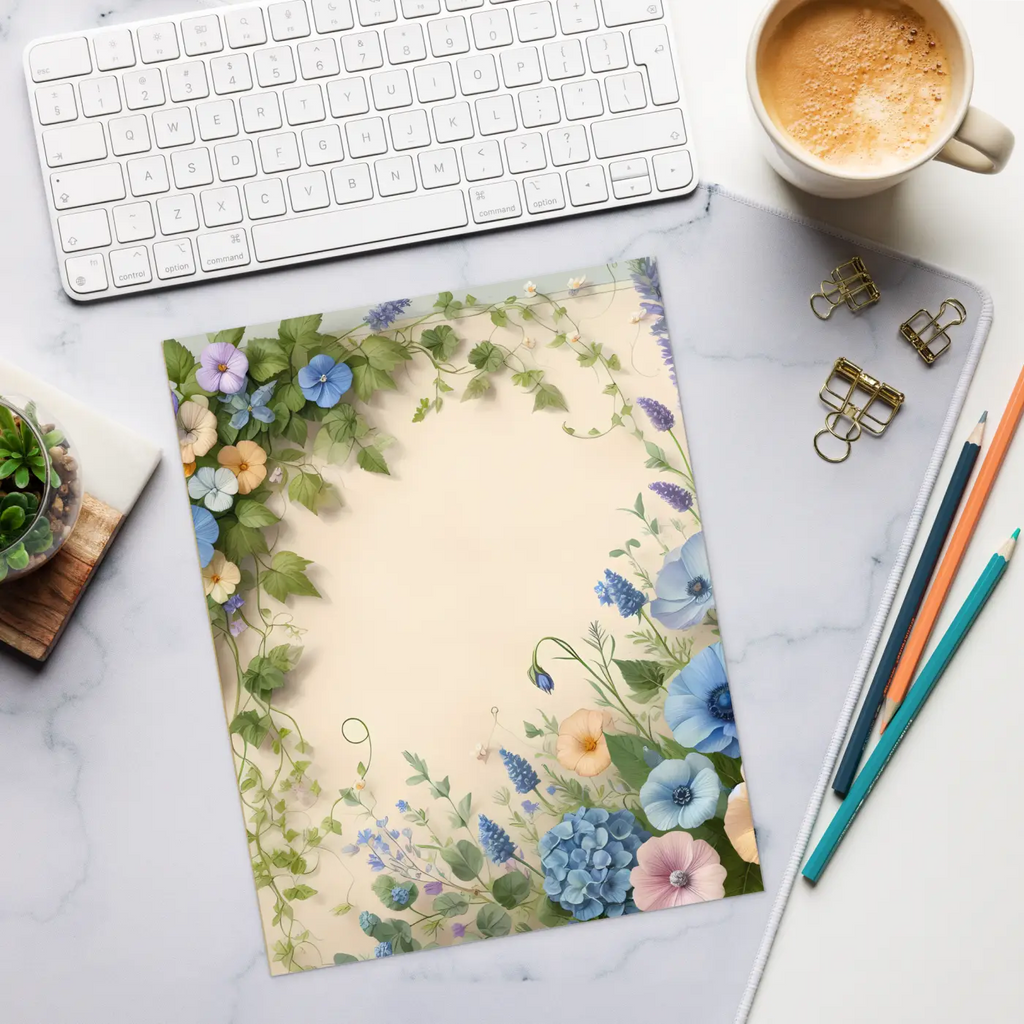 DipaliZ Flowers Border Notepad Magnetic Backing Sizes