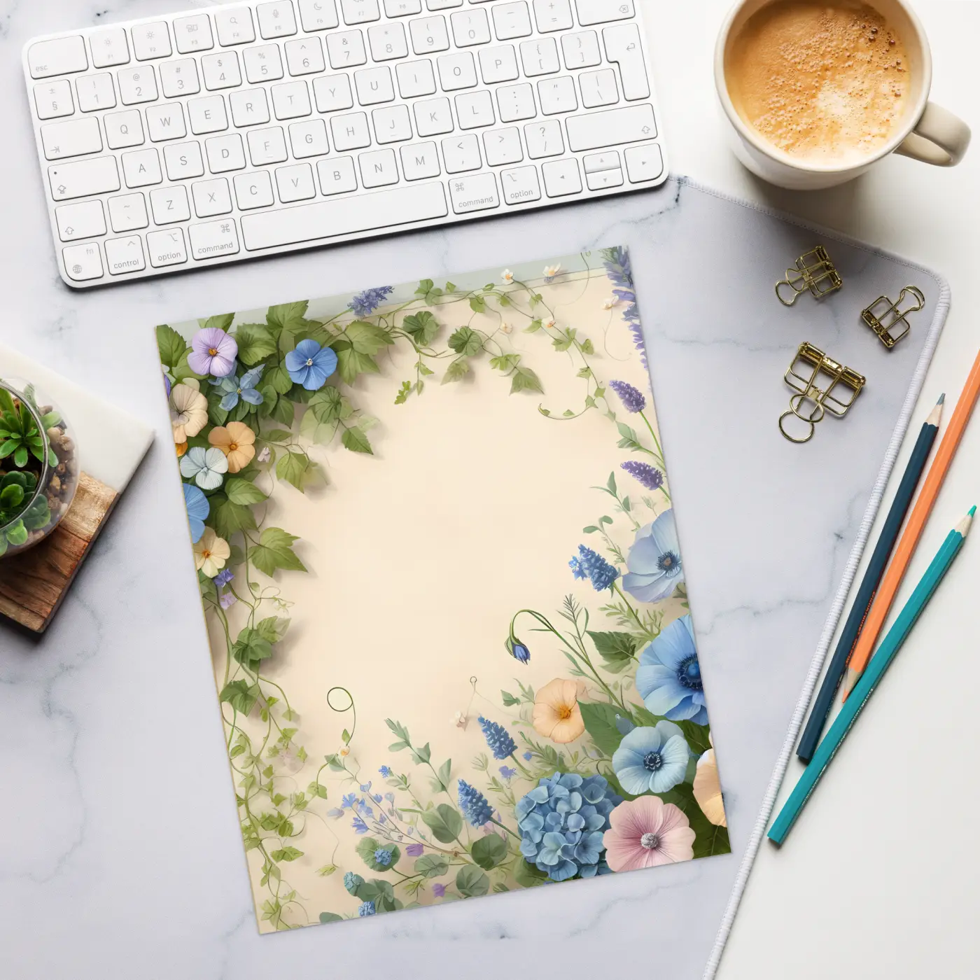 DipaliZ Flowers Border Notepad Magnetic Backing Sizes