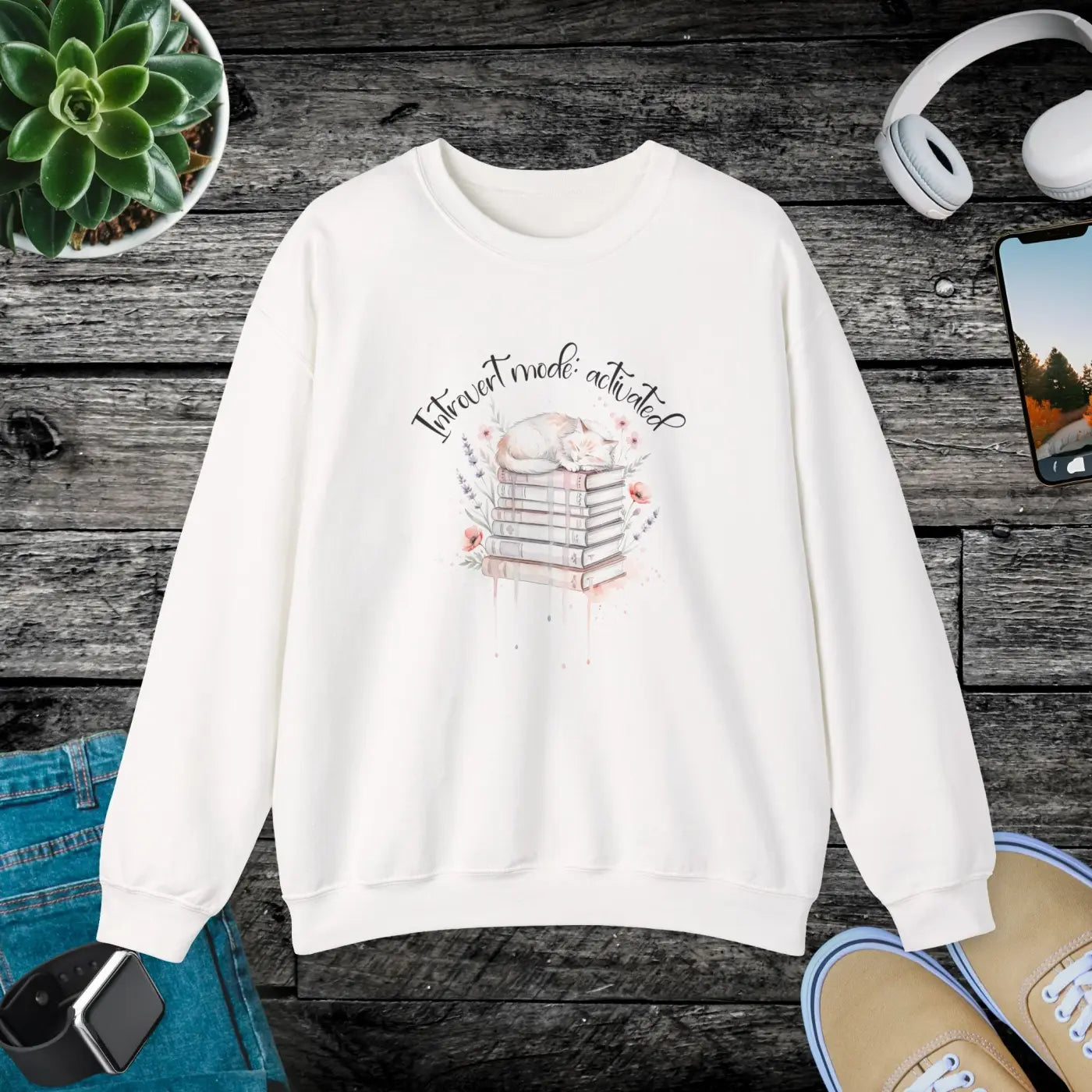 DipaliZ Sweatshirt Books Graphic Tubular Knit Construction