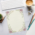 DipaliZ Botanical Pink Roses Notepad Vintage Design 8.5x11